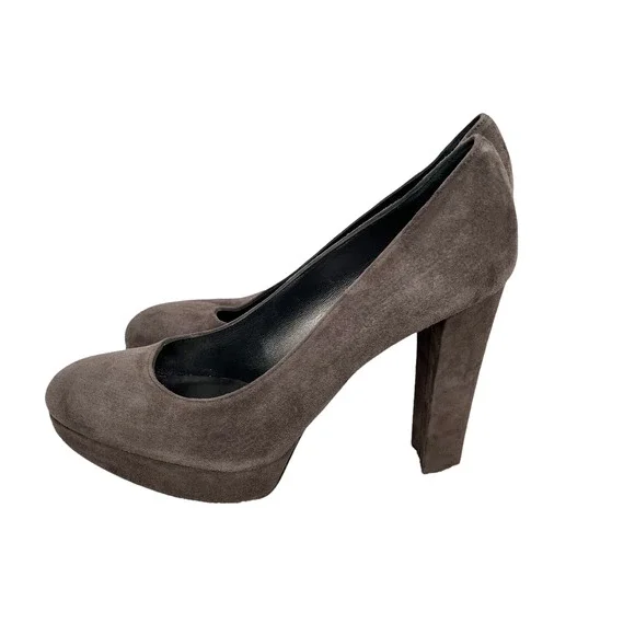 Grey suede platform heels deals